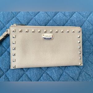 Michael Kors Gray Wristlet With Studs